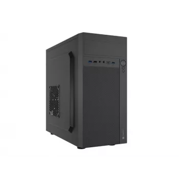 Caixa de PC NATEC Helix Mini Tower preto — microATX/Mini-ITX, 3×3,5 polegadas + 5×2,5 polegadas, GPU 33 cm, ligações USB-C/USB-A