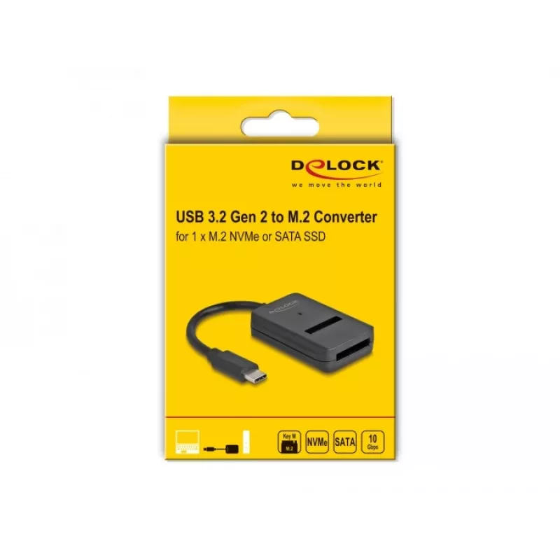 Conversor combo DeLOCK para M.2 NVMe PCIe SATA SSD USB Type-C 10 Gbit/s