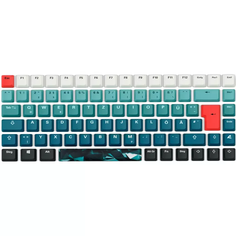 Teclado Sharkoon SKILLER SGK50 S3 Design Bundle D1 cinzento-verde vermelho — teclado gaming com fios, layout compacto