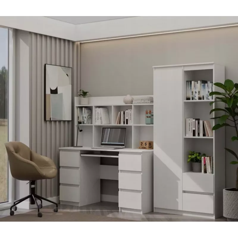Conjunto secretária KUBA + módulo de extensão, branco