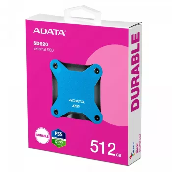SSD externo ADATA SD620 512 GB, USB 3.2 Gen 2 Micro-USB B, azul, caixa de silicone, resistente a choques