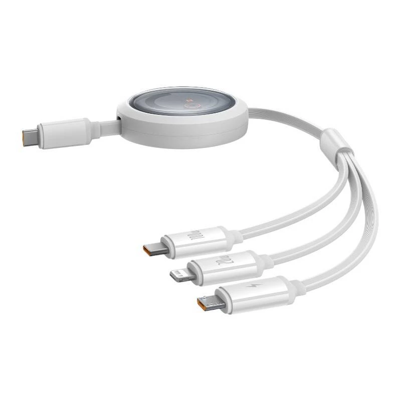 Cabo de carregamento rápido 3em1 Baseus Free2Draw USB-C para USB-C/Lightning/Micro 100W, 1,1m (branco)