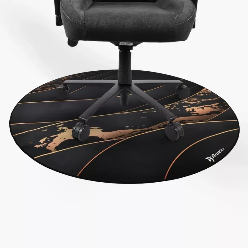 Tapete de proteção de chão Arozzi Zona Round Floor Pad – preto/dourado, tapete de proteção redondo para pavimentos