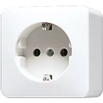 Tomada CEE 7/3 Jung 620 A WW, branco, duroplasto, 250 V, 16 A, 61×61×47 mm