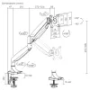 Suporte para monitor MACLEAN MC-969 braço duplo com mola a gás para ecrãs 17–45 polegadas, carga máx. 16 kg