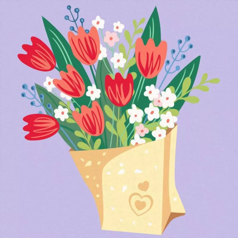 Conjunto de pintar por números Ravensburger CreArt - Quadro de tulipas, modelo 25518