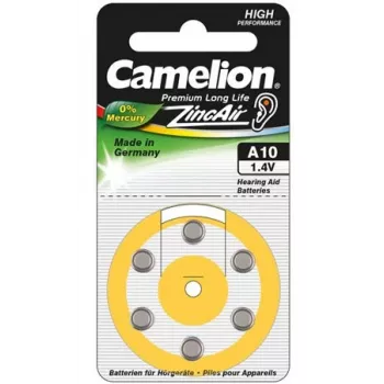 Pilhas botão CAMELION A10 / DA10 / ZL10 zinco-ar – 6 unid.