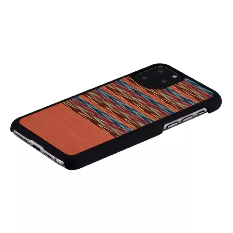 Capa para smartphone man and wood para iPhone 11 Pro – padrão xadrez castanho com rebordo preto