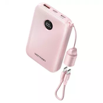 Powerbank Vention FKAP0-C 10000 mAh, 2× USB-C + 1× USB-A, 22,5 W, rosa