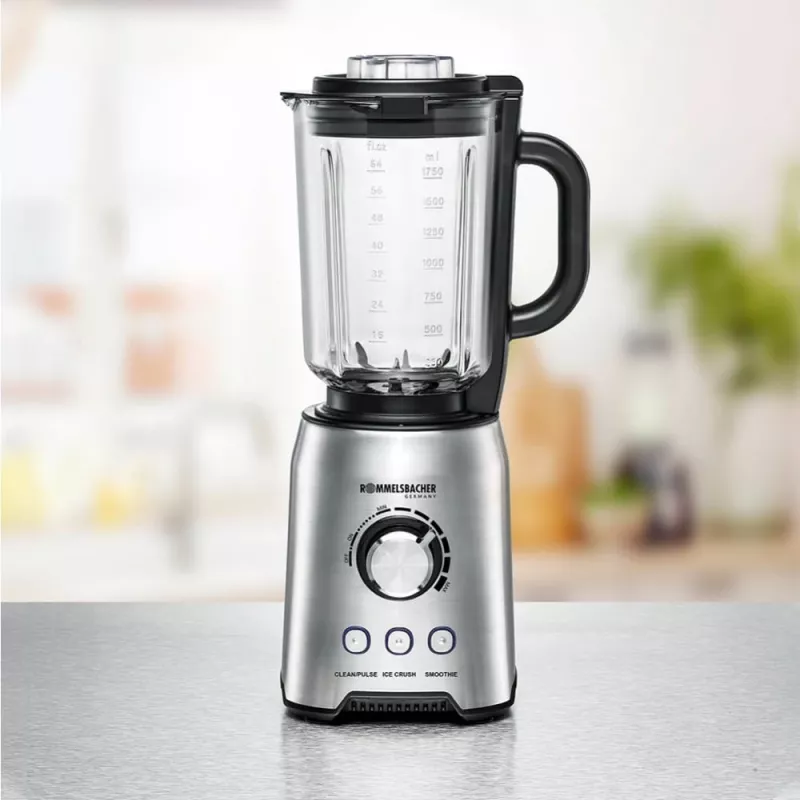 Liquidificadora de mesa Rommelsbacher MX 1250 — 1200 W, 1,75 l Jarro de vidro, Aço inoxidável