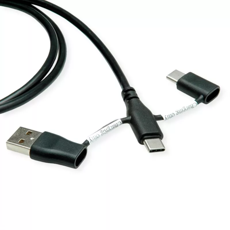 Cabo USB 2.0 ROLINE Type-C macho/macho com adaptadores de bloqueio de dados A e C - cabo - digital/dados