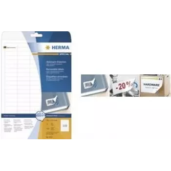 HERMA Special - Etiquetas autocolantes removíveis sem resíduos de papel mate - Branco - 88,9 x 46,6 mm - 300 etiqueta(s) (25 folhas x 12) (10010)