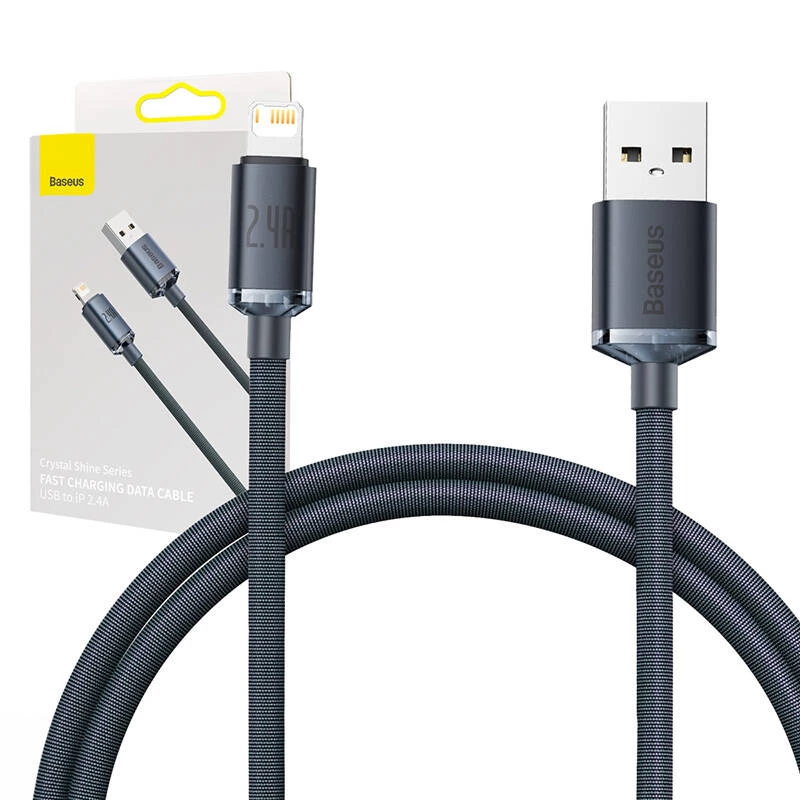 Cabo Baseus Crystal Shine USB para Lightning, 2,4 A, 1,2 m (preto)