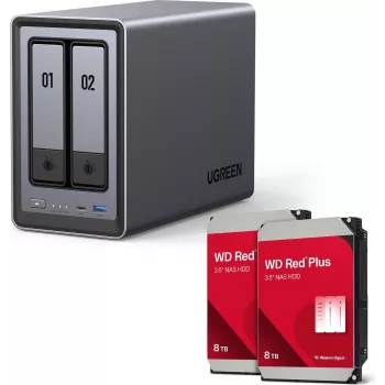 UGREEN NASync DXP2800 sistema NAS de 2 baías com 2 × Western Digital 8TB WD80EFPX