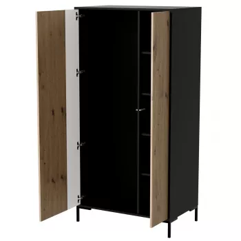 Roupeiro cama meble Cama v, estrutura preta, 4 prateleiras, 900×550×1840 mm