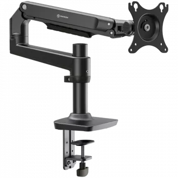 Suporte de secretária para monitor ONKRON MS75-B para ecrãs de 43,2–96,5 cm (17–38 polegadas), morsa/passagem pela secretária, até 11 kg, VESA 75×75–100×100, altura ajustável, rotativo e inclinável