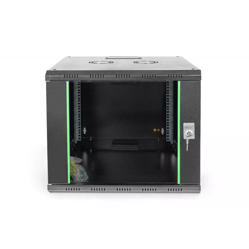 DIGITUS Professional Unique DN-19 09U-6/6-SW - armário - armário de rede - adequado para montagem na parede - preto, RAL 9005 - 9U - 48,3 cm (19) (DN-19 09U-6/6-SW)