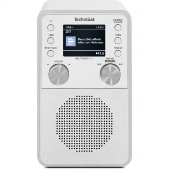Rádio digital TECHNISAT DigitRadio 317 branco — receção FM e DAB+, design de mesa compacto
