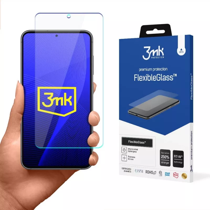 3MK FlexibleGlass vidro híbrido protetor de ecrã para Samsung Galaxy S23 (S911), 6,1 polegadas, 7H