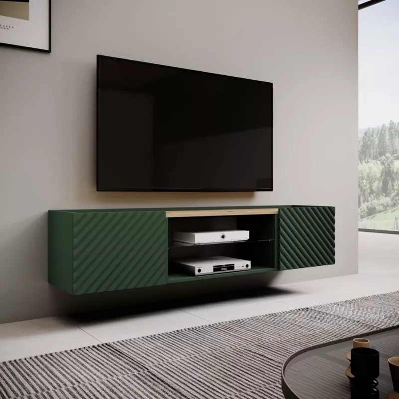 Móvel RTV EF ONDA 180.5x40xH58.39 verde (de pé ou montado na parede)