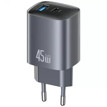 Carregador T66 45W CC290 GaN carregamento rápido prateado