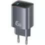 Carregador T66 45W CC290 GaN carregamento rápido prateado