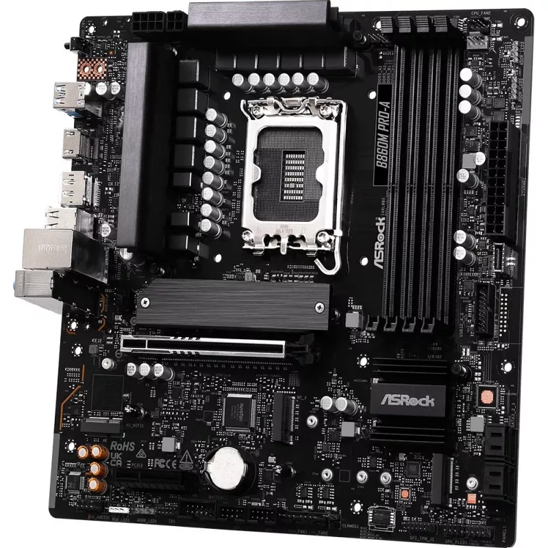 Placa-mãe ASRock B860M Pro-A micro ATX — Intel B860, LGA 1851, DDR5, 4 DIMM, até 256 GB, 2.5Gb Ethernet