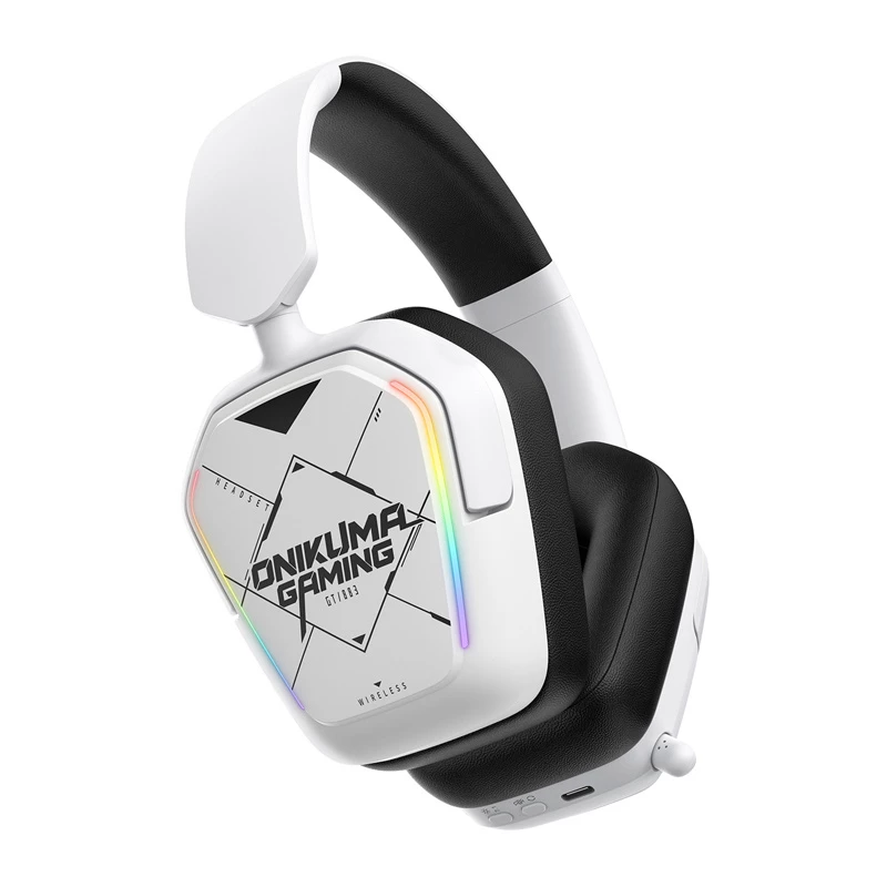 Headset com fios/sem fios Onikuma GT883 branco — ligação Bluetooth e por cabo, design over-ear