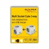 Adaptador de ficha de rede DeLOCK 11501 tipo F branco 3A portas USB