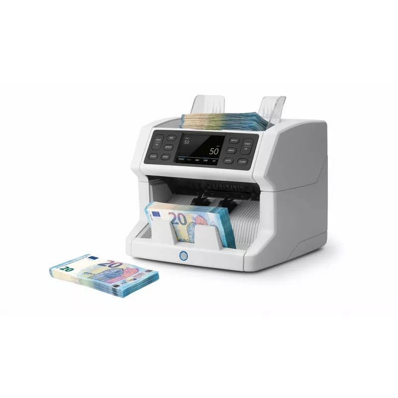 Safescan 2850 contador de notas com deteção de falsificações (UV, magnético, tamanho), 1500 notas/min, ecrã tátil, branco