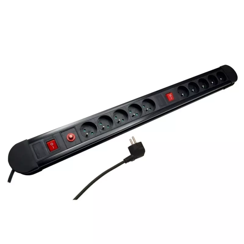 Maclean régua de 10 tomadas, extensão, 2 interruptores, proteção e indicação de sobrecarga, 3680W, MCE10