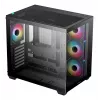 Caixa de PC DeepCool CG530 4F Midi Tower preta — vidro temperado, ATX/ITX/Micro ATX, 3 ventoinhas de 120mm, USB-C
