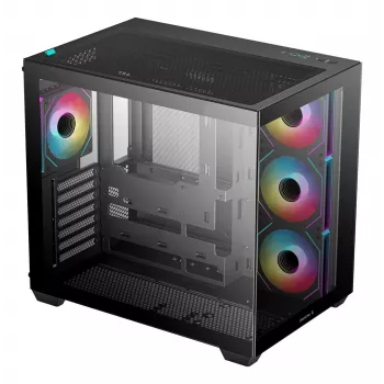 Caixa de PC DeepCool CG530 4F Midi Tower preta — vidro temperado, ATX/ITX/Micro ATX, 3 ventoinhas de 120mm, USB-C
