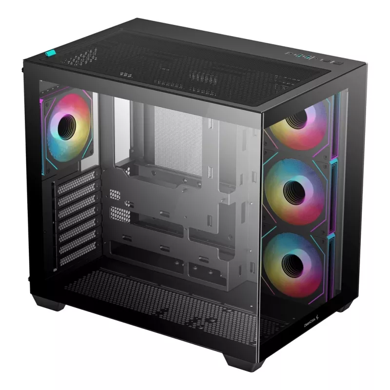 Caixa de PC DeepCool CG530 4F Midi Tower preta — vidro temperado, ATX/ITX/Micro ATX, 3 ventoinhas de 120mm, USB-C