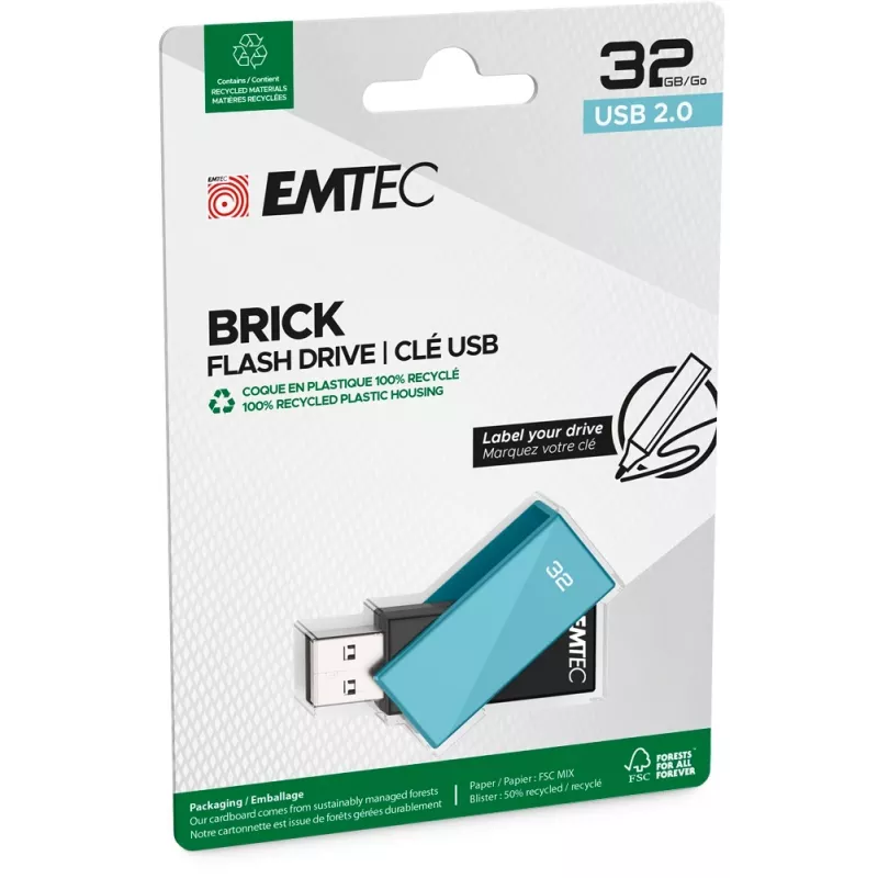 Pen USB Emtec 32 GB USB Type-A C350 Brick 2.0 preto azul
