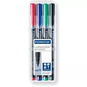 Marcador permanente Staedtler Lumocolor 317 WP4 preto, azul, verde, vermelho