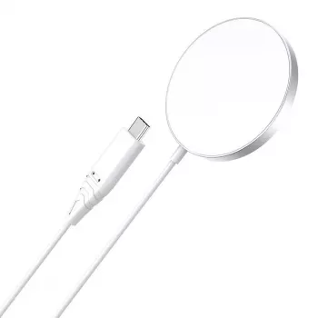 Carregador sem fios CHOETECH T518 15W Magnetic branco – base de carregamento sem fios magnética Qi