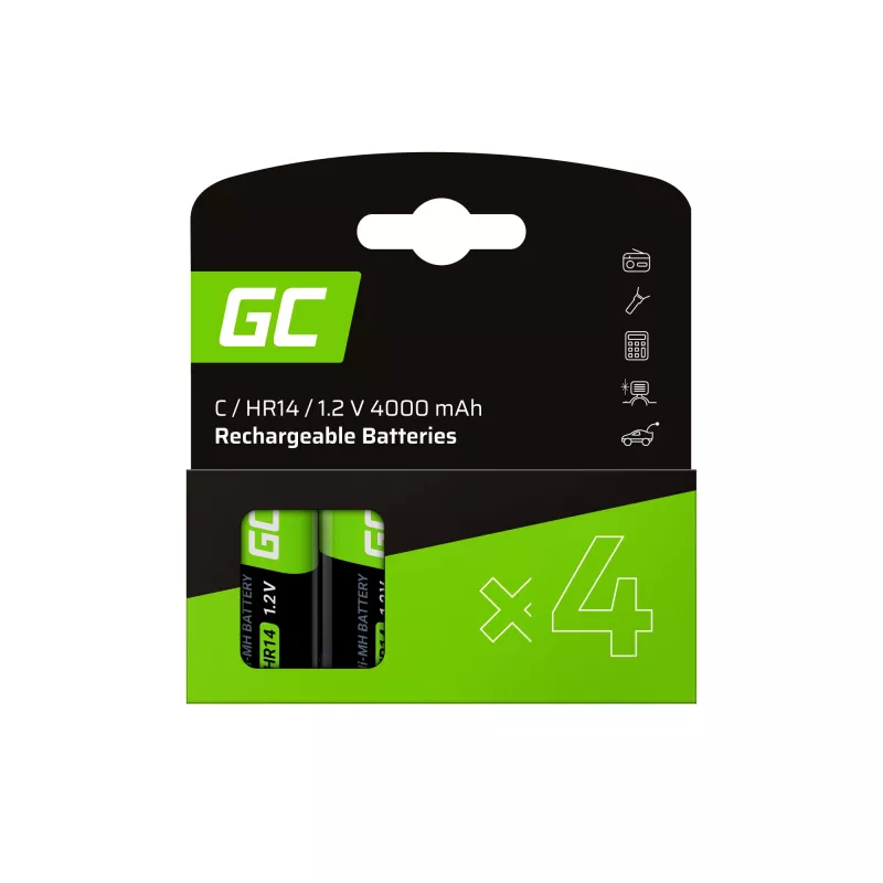 4x pilha Ni-MH HR14 - recarregável - 1,2V - 4000mAh