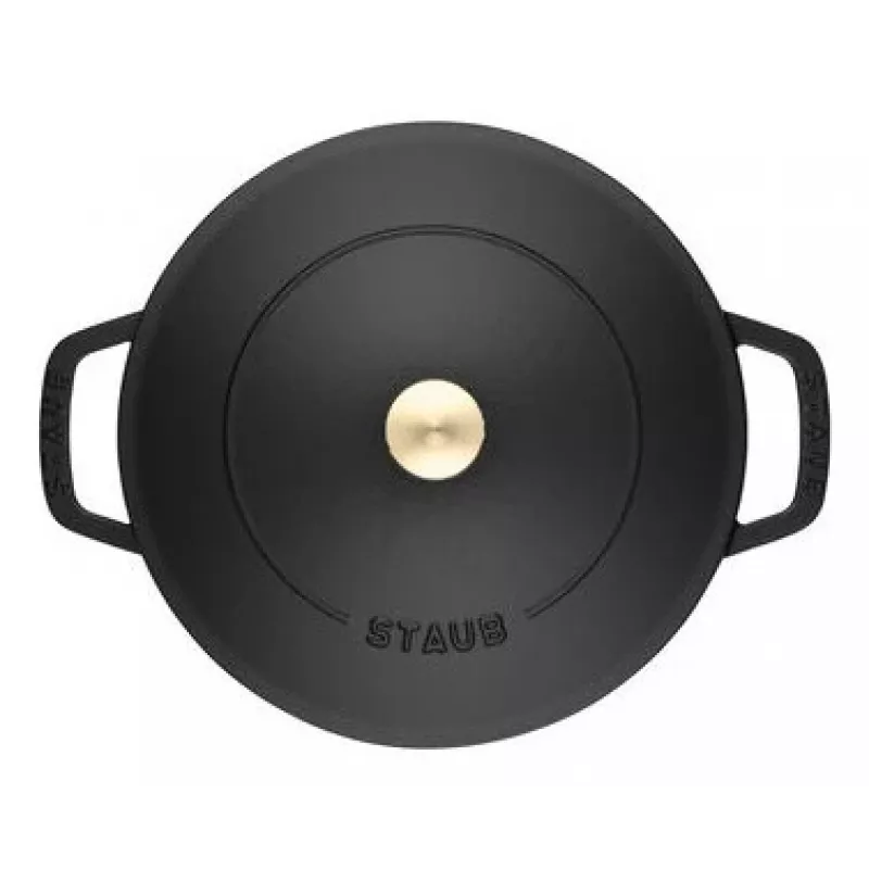 Staub Chistera 40511-472-0 assadeira 28 cm, redonda, em ferro fundido, 3,7 l, preta