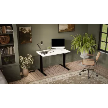 Secretária com regulação elétrica de altura cama meble MOON 121x67x72–120 cm, tampo retangular de aglomerado, 100–240V
