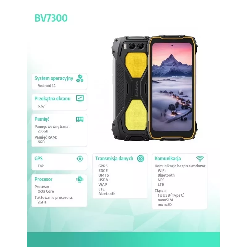 Smartphone Blackview BV7300 6GB/256GB amarelo