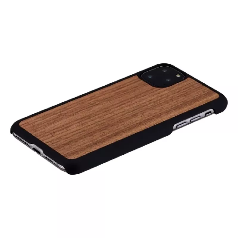 Capa para smartphone man and wood para iPhone 11 Pro Max — nogueira preta, parte traseira em madeira, moldura de proteção