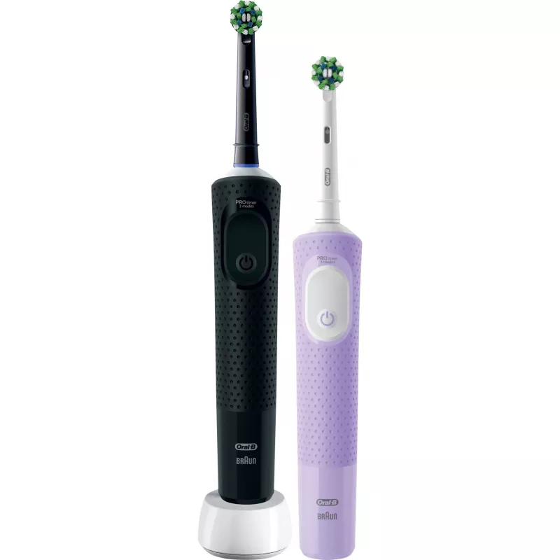Oral-B Vitality Pro D103 Duo, escova de dentes elétrica preto/lilás, Black/Lilac Violet, incl. 2.ª pega