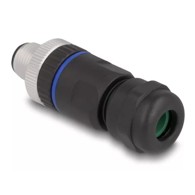Conector M12 DeLOCK codificação A 8 pinos ficha ligação por parafuso