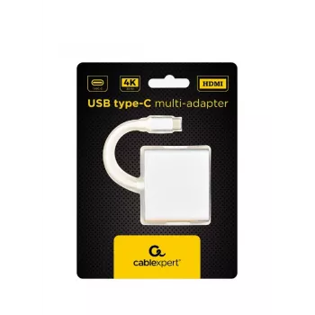 Adaptador gráfico USB GEMBIRD A-CM-HDMIF-02-SV, saída HDMI, até 3840×2160, prateado, 58,5×51×11,6 mm