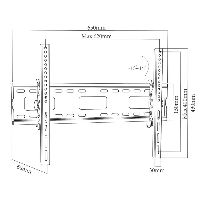 Suporte de parede para TV Maclean MC-421 32 -90 VESA 600x400 80kg inclinável universal ajustável nível de bolha acessórios plano fino