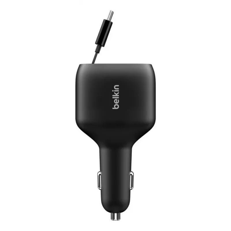 Belkin 75W 2-Port w Retractable USB-C Cbl Car - Cabo (CCC001HQBK)