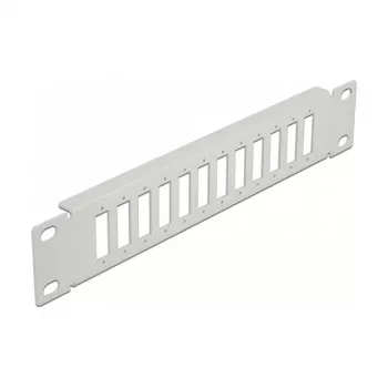 Patch panel de fibra ótica DeLOCK 10 polegadas 12 portas SC duplex LC quad 1U cinzento