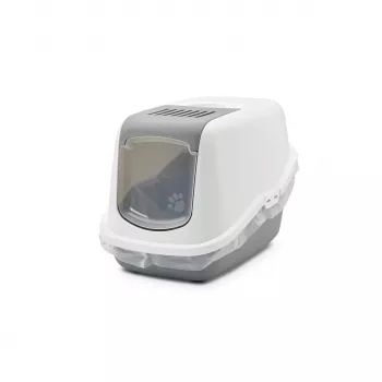 SAVIC Nestor Branco-Cinzento - caixa de areia para gatos com tampa - 56x39x38,5 cm - 1 unid.
