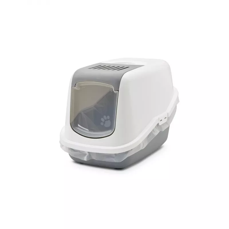SAVIC Nestor Branco-Cinzento - caixa de areia para gatos com tampa - 56x39x38,5 cm - 1 unid.